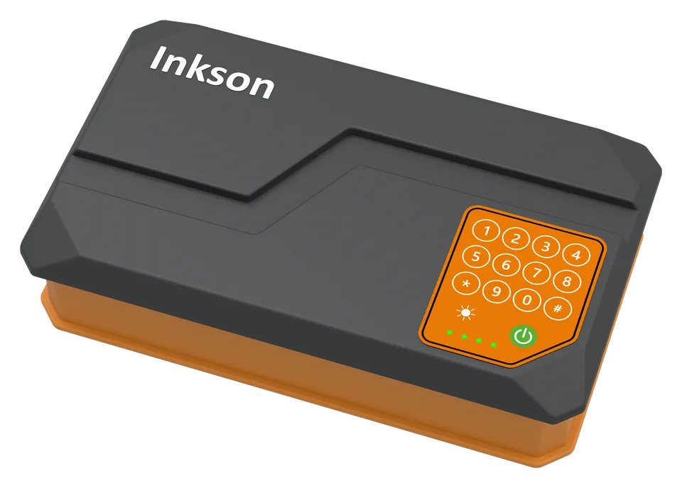 MOSON H Series solar home system with charcoal housing, orange base and orange PAYGO keypad